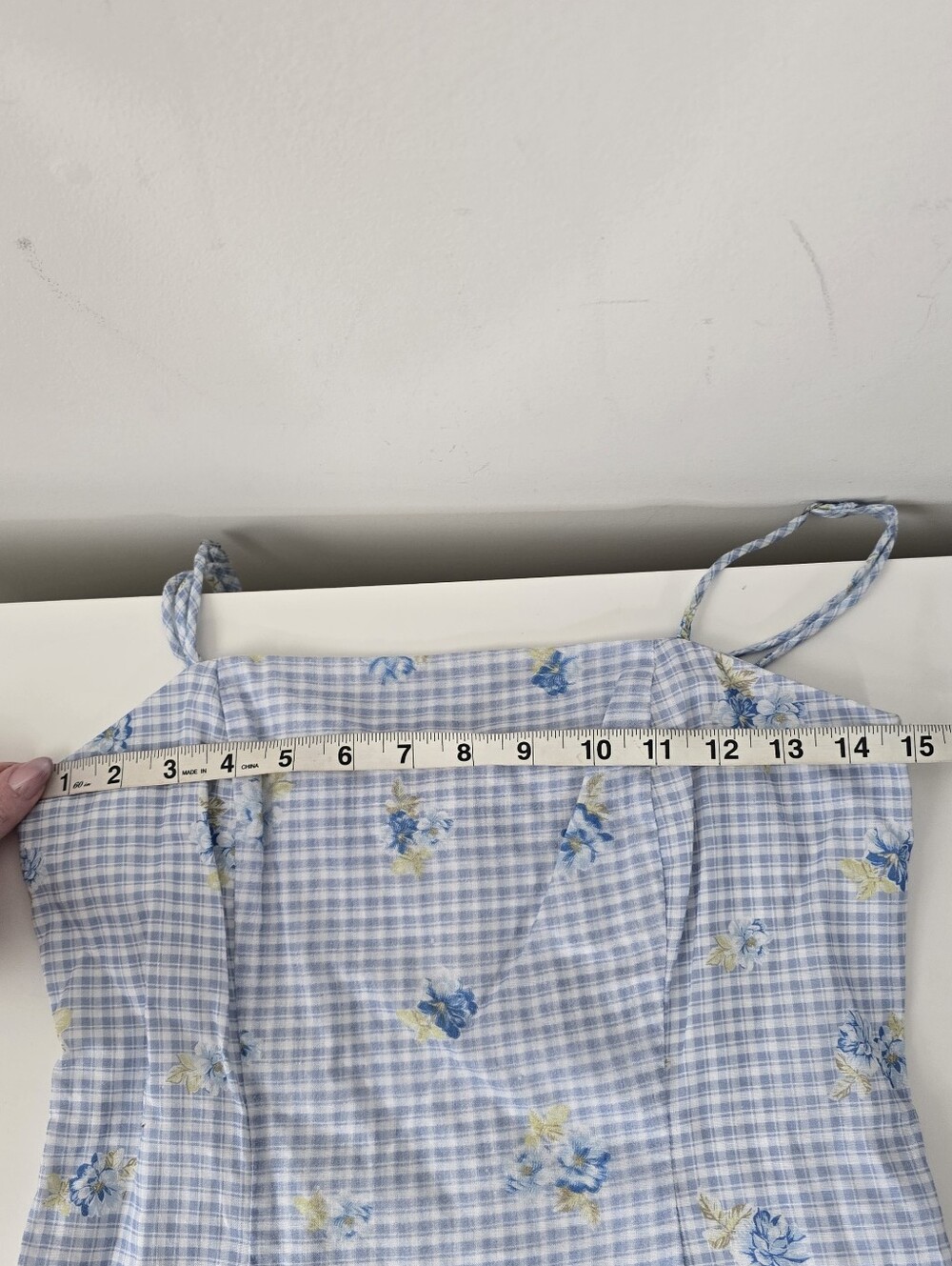 Majorelle Pearson Mini Dress Linen Blend Polly Gingham Print S Floral - Picture 9 of 14